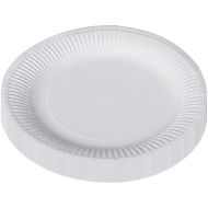 Set 10 farfurii de unica folosinta, din carton, albe, 23 CM